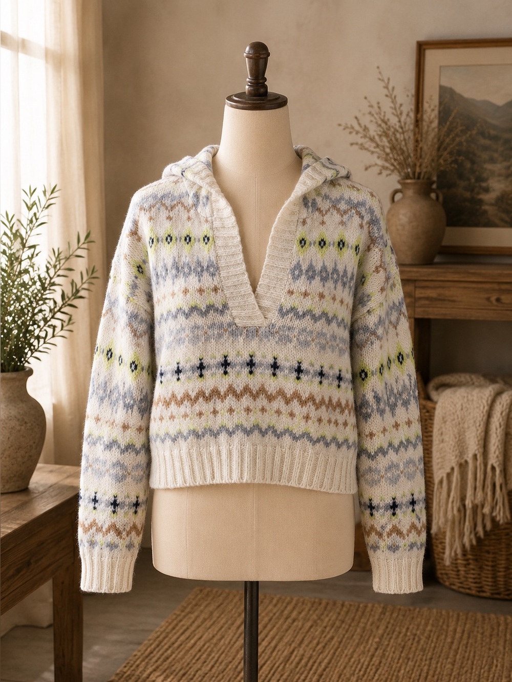 American Eagle Sweater Hooded Knot Slouchy Oversized Size Small Y2K